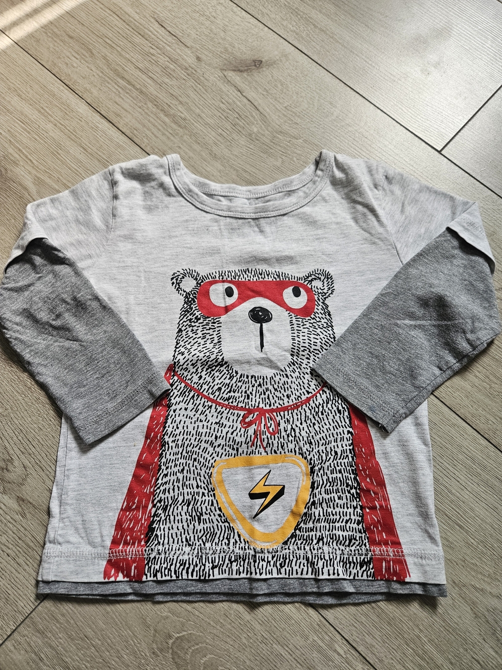 George Toddler Boy Superhero Bear 2-in-1 Faux Long Sleeve T-Shirt Size 3T